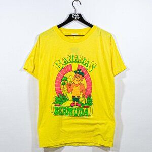 Bananas Bermuda Monkey T-Shirt Large VTG 80s 90s Vacation Beach Retro